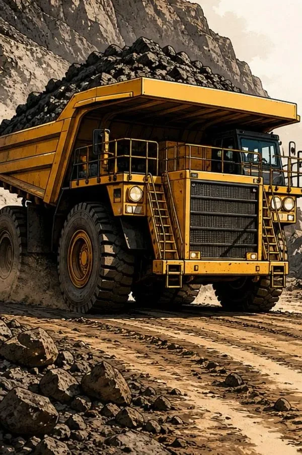 Haul truck loaded with ore at an open pit mine