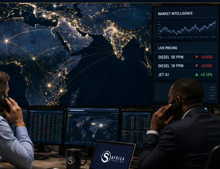 Trading desk monitoring petroleum prices and supply positions